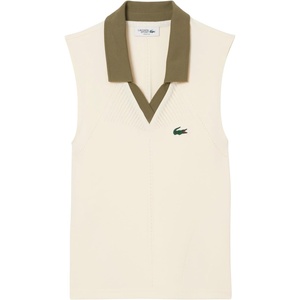 Lacoste Women’s Sleeveless Stretch Knit Tennis Polo Shirt(Lapland/Olive)