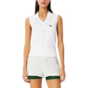Lacoste Women’s Sleeveless Stretch Knit Tennis Polo Shirt(White)
