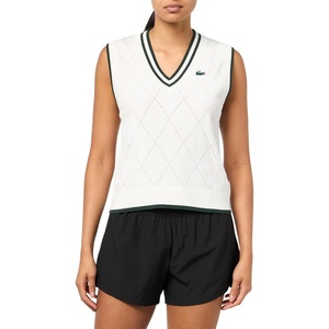 Lacoste Women’s Sport Golf Argyle Sweater Vest(White / Green)