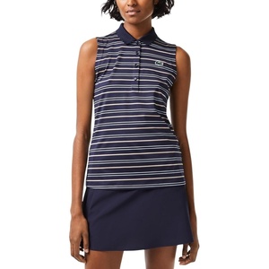 Lacoste Women’s Sport Golf Sleeveless Stripe Print Sweater(Navy Blue/Pastille Mint)