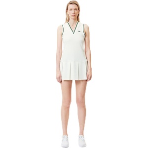 Lacoste Women’s Sport Piqué Tennis Dress with Removable Liner(White/Green)