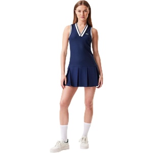 Lacoste Women’s Sport Piqué Tennis Dress with Removable Liner(White/Rocket Green)