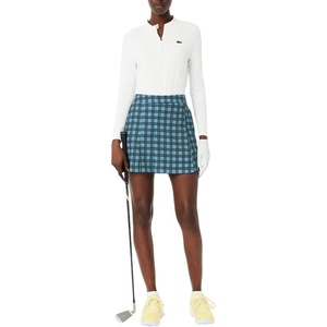 Lacoste Women’s Sport Ultra Dry Stretch Golf Skirt with Liner(Limestone/Navy Blue)