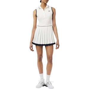 Lacoste Women’s Sport Ultra Dry Tennis Heritage Dress(Flour/Navy Blue/Navy Blue)