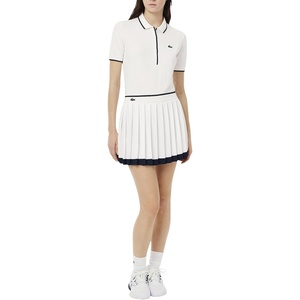 Lacoste Women’s Sport Ultra Dry Tennis Heritage Stretch Skirt(Flour/Navy Blue/Navy Blue)