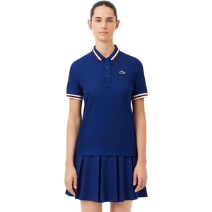 Lacoste Women’s Sport Uv Protect Stripe Collar Tennis Polo Shirt(Blue)
