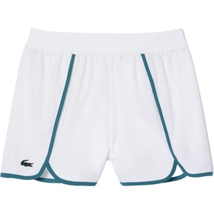 Lacoste Women’s Stretch Diamond Taffeta Sport Shorts(White / Hydro)