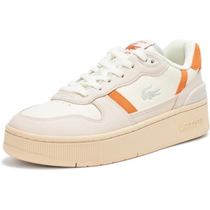 Lacoste Womens T-Clip Plaform Sneaker(Off White/Light Tan)