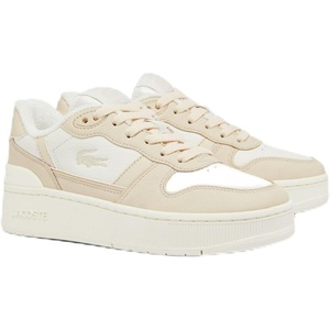 Lacoste Womens T-Clip Plaform Sneaker(Off White/Off White)