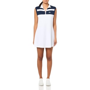 Lacoste x Bandier Women’s 1/4 Zip Performance Tennis Dress(Navy Bllue/Navy Blue)