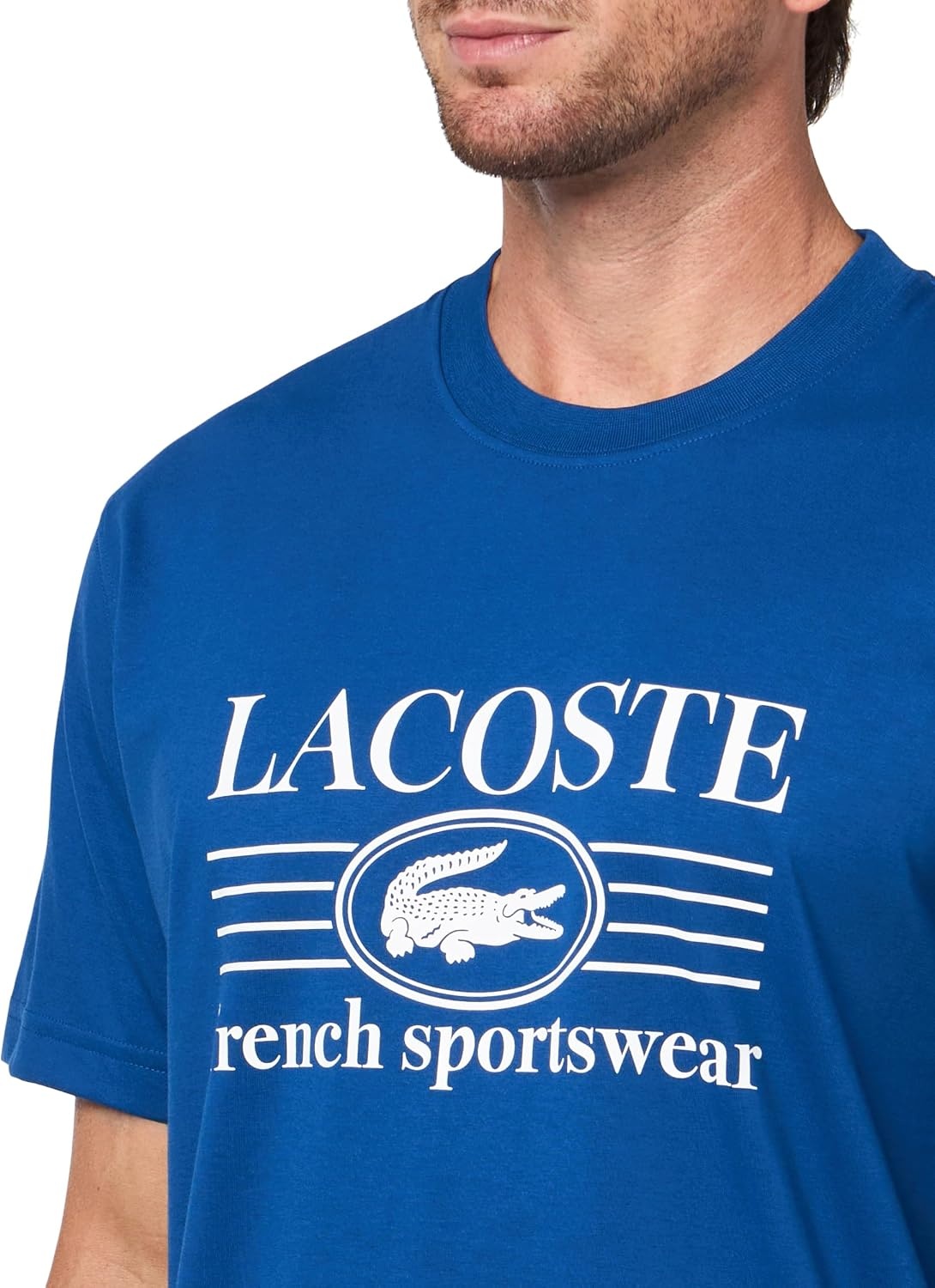 image:imageLacoste Classic Fit Cotton Print TShirtFrance Blue