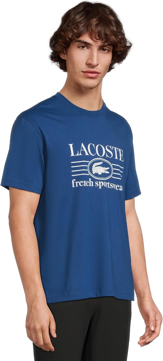 image:imageLacoste Classic Fit Cotton Print TShirtFrance Blue