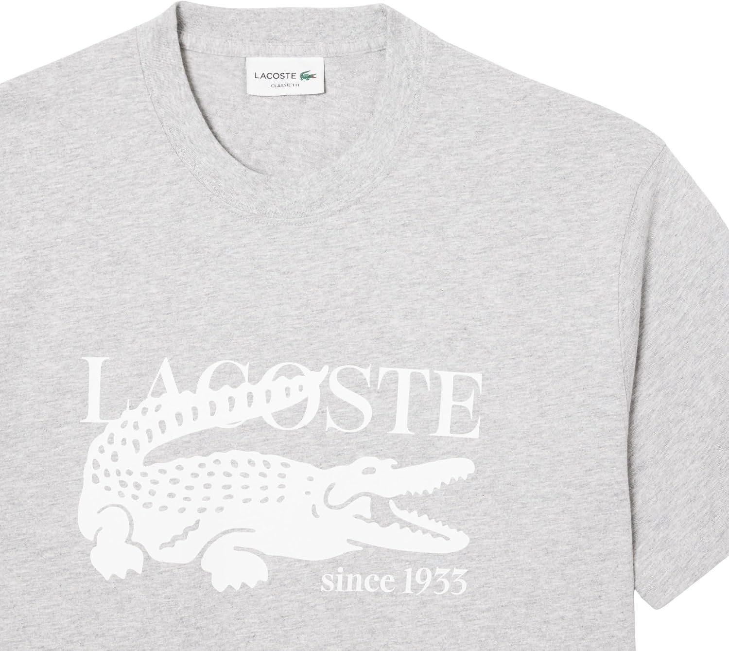 image:imageLacoste Classic Fit Cotton Print TShirtSilver Chine