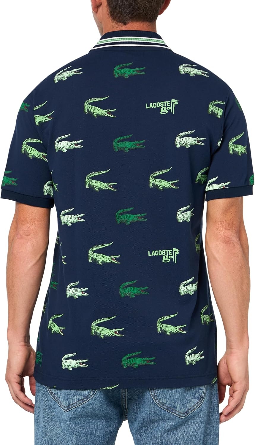 image:imageLacoste Mens Golf Crocodile Print Polo ShirtNavy BlueNavy BlueFlour