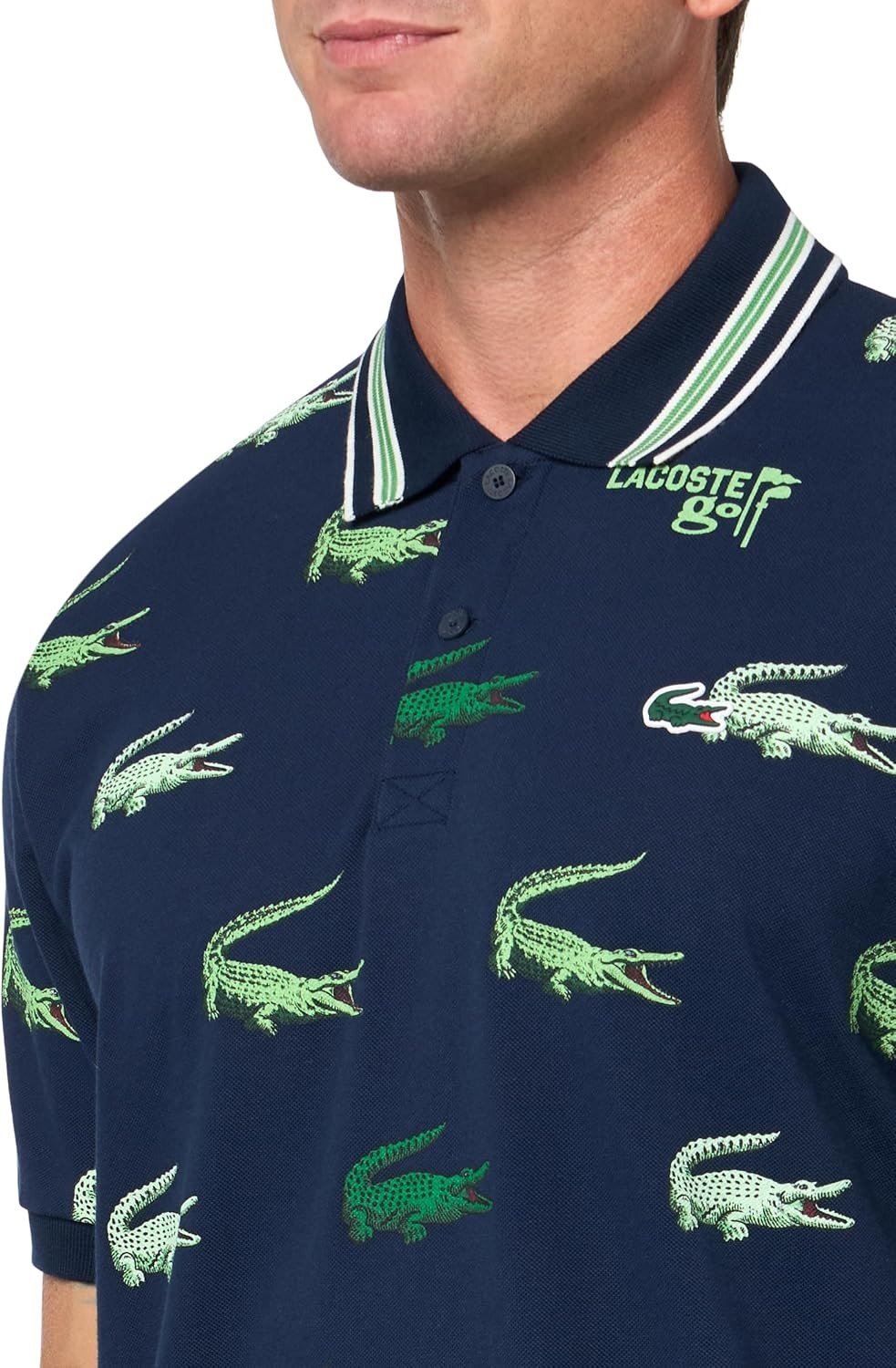image:imageLacoste Mens Golf Crocodile Print Polo ShirtNavy BlueNavy BlueFlour