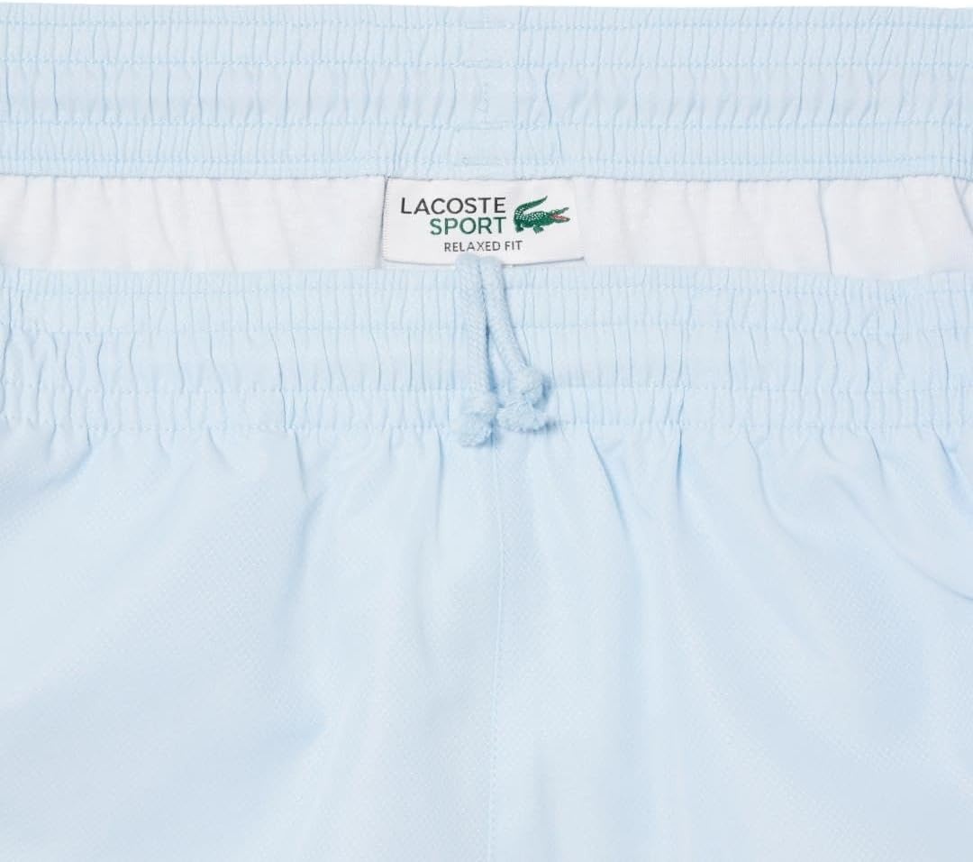 image:imageLacoste Mens Lightweight Colorblock Stripe Tennis ShortsBaby BlueBright GreenNavy Blue