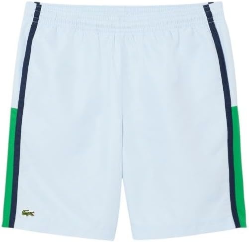 image:imageLacoste Mens Lightweight Colorblock Stripe Tennis ShortsBaby BlueBright GreenNavy Blue