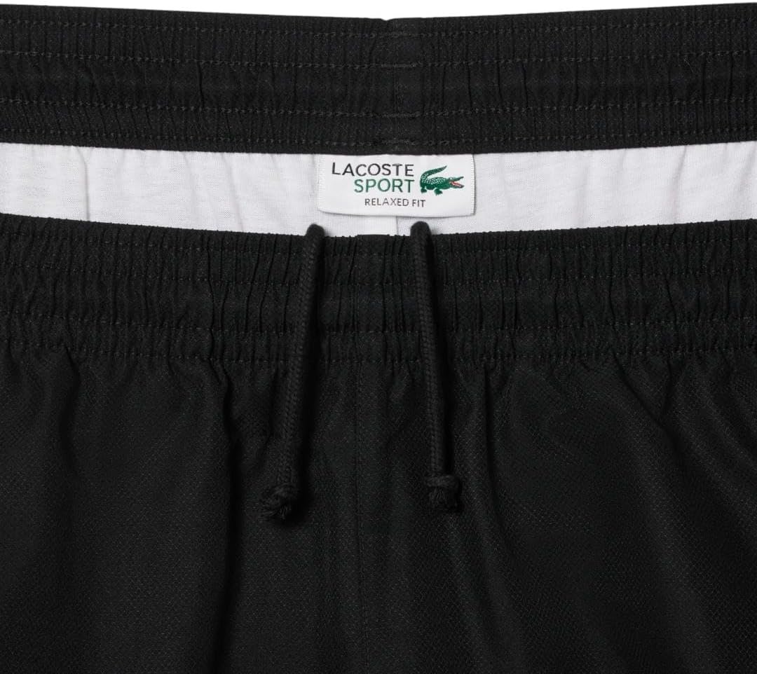 image:imageLacoste Mens Lightweight Colorblock Stripe Tennis ShortsBlackKhakiWhite