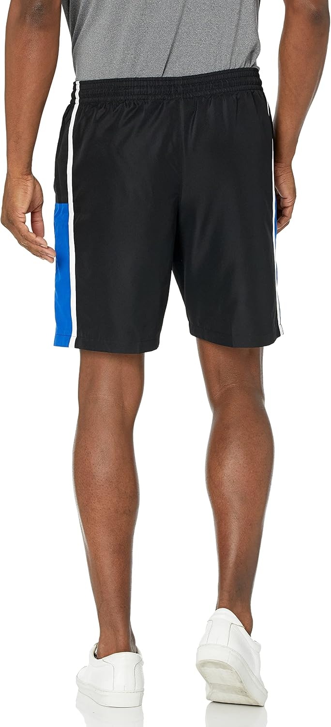 image:imageLacoste Mens Lightweight Colorblock Stripe Tennis ShortsBlackLazuli BlueWhite