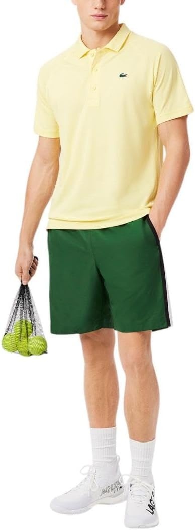 image:imageLacoste Mens Lightweight Colorblock Stripe Tennis ShortsGreenWhiteBlack