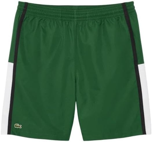 image:imageLacoste Mens Lightweight Colorblock Stripe Tennis ShortsGreenWhiteBlack