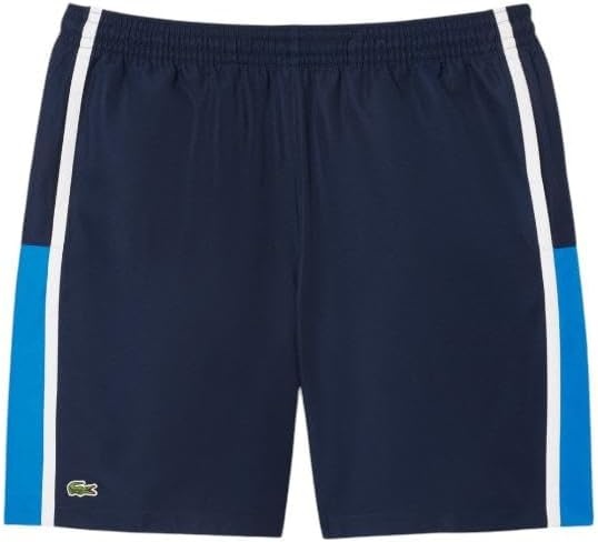image:imageLacoste Mens Lightweight Colorblock Stripe Tennis ShortsNavy BlueGipsy BlueWhite