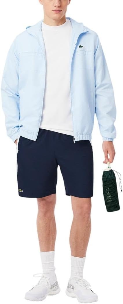 image:imageLacoste Mens Lightweight Colorblock Stripe Tennis ShortsNavy BlueGipsy BlueWhite