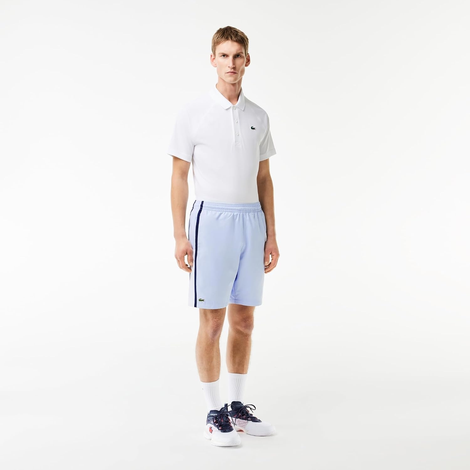 image:imageLacoste Mens Lightweight Colorblock Stripe Tennis ShortsPhoenix BlueWhiteNavy Blue
