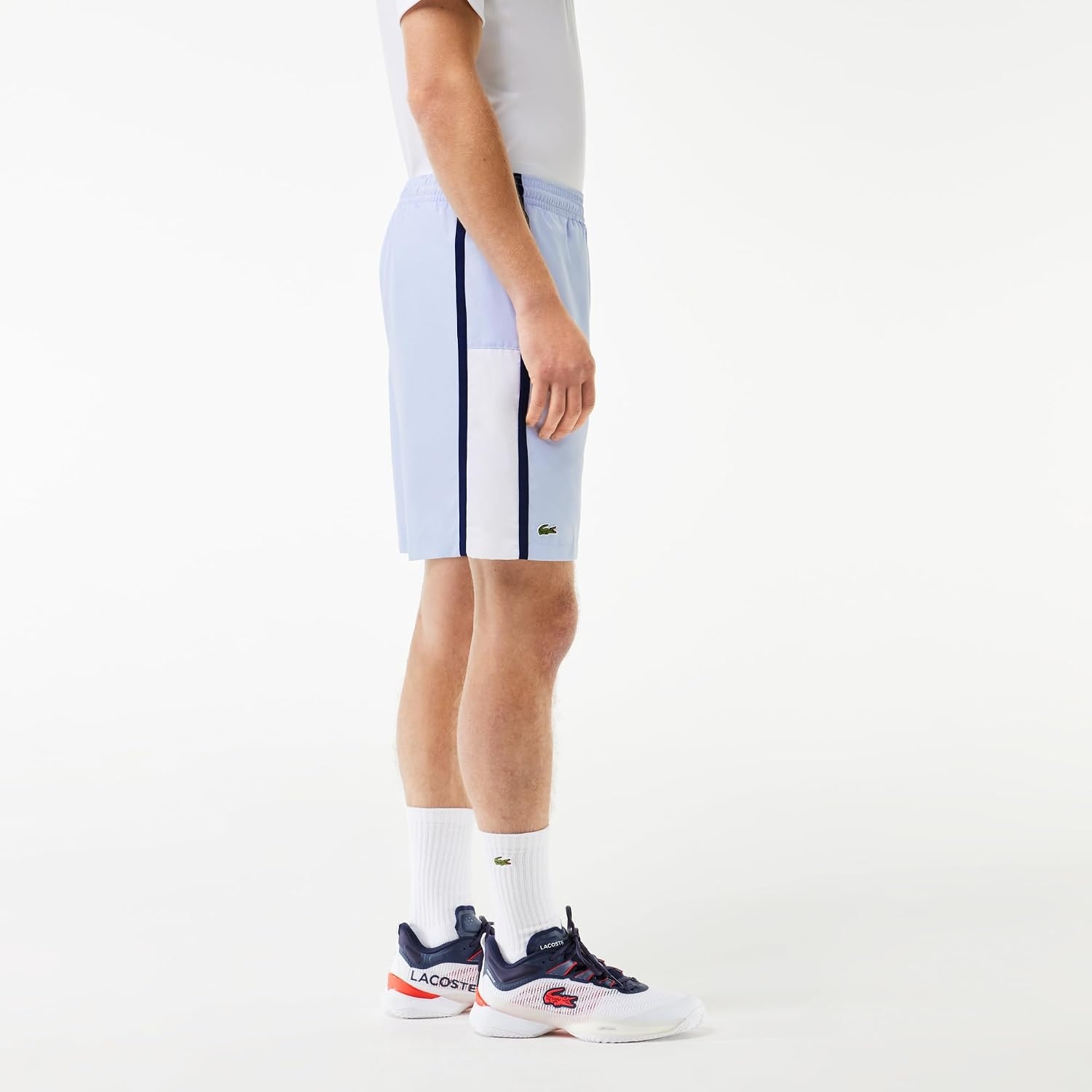 image:imageLacoste Mens Lightweight Colorblock Stripe Tennis ShortsPhoenix BlueWhiteNavy Blue