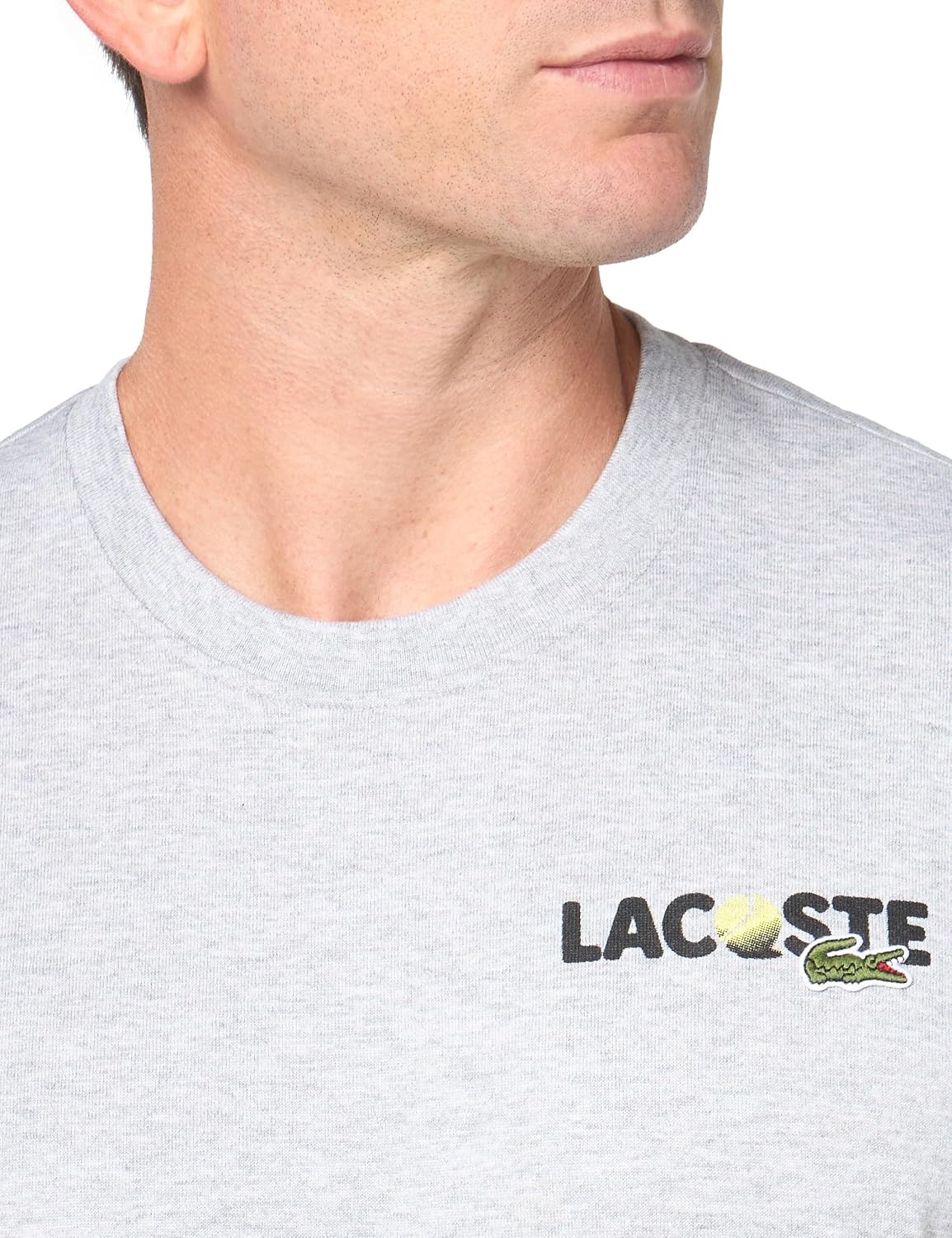 image:imageLacoste Mens Piqu Graphic TShirtSilver Chine