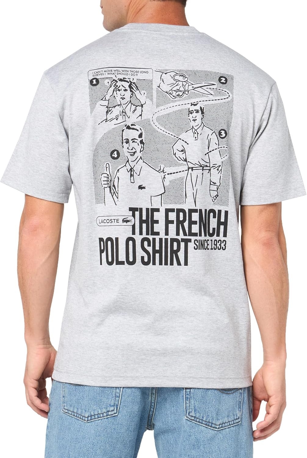 image:imageLacoste Mens Piqu Graphic TShirtSilver Chine