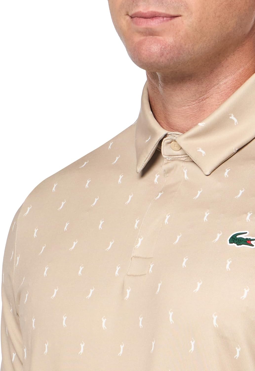 image:imageLacoste Mens Regular Fit UV Protect AllOver Print Golf Polo Shirt OchreFlour All Over Print 3XLarge