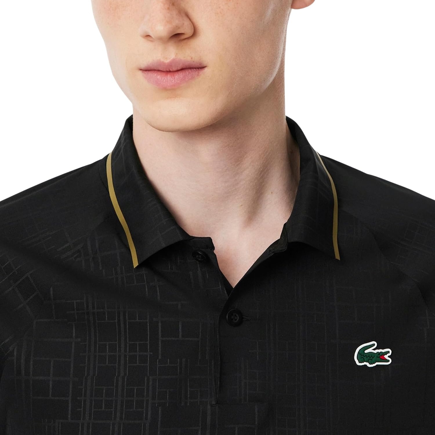 image:imageLacoste Mens Sport UltraDry Branded Stripe Tennis PoloBlack