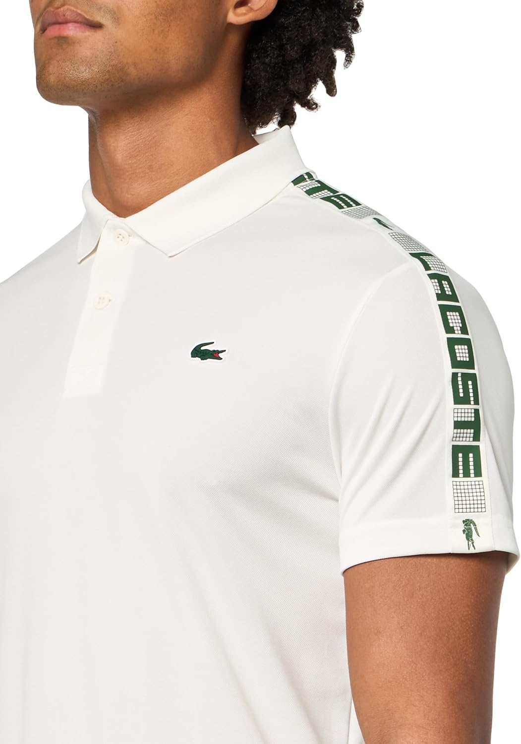 image:imageLacoste Mens Sport UltraDry Branded Stripe Tennis PoloFlour