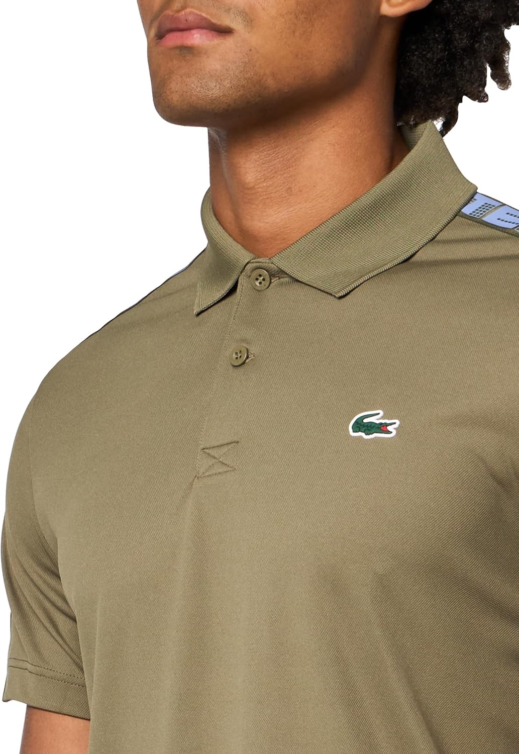 image:imageLacoste Mens Sport UltraDry Branded Stripe Tennis PoloOlive
