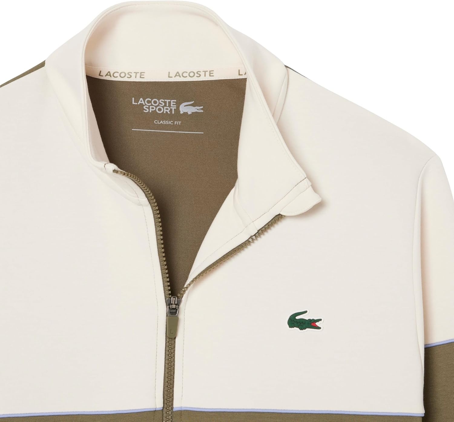 image:imageLacoste Mens Tennis Zipped Colorblock SweatshirtOliveLapland