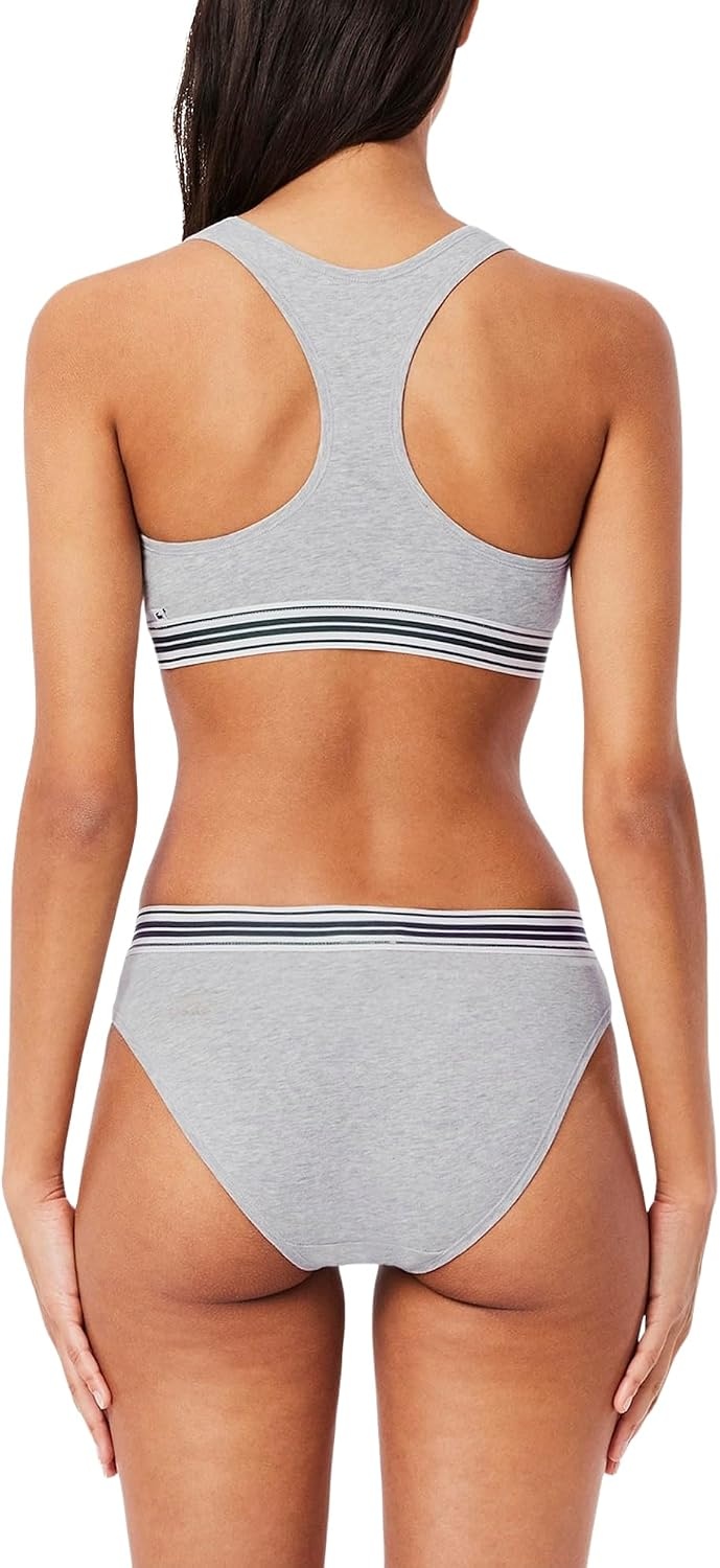 image:imageLacoste Womens Contrast Band Stretch Cotton BraletteSilver Chine