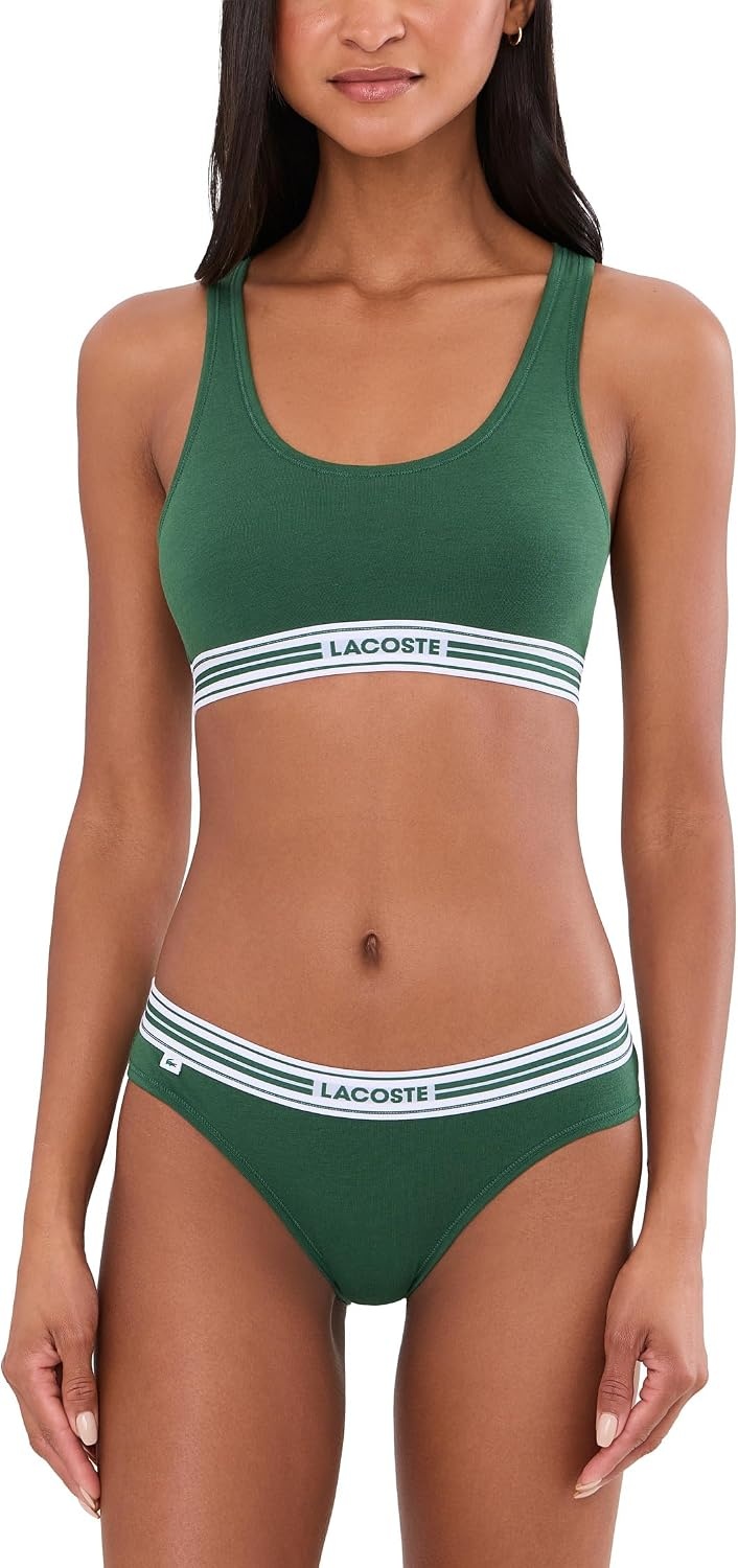 image:imageLacoste Womens Contrast Waist Stretch Cotton BriefsGreen