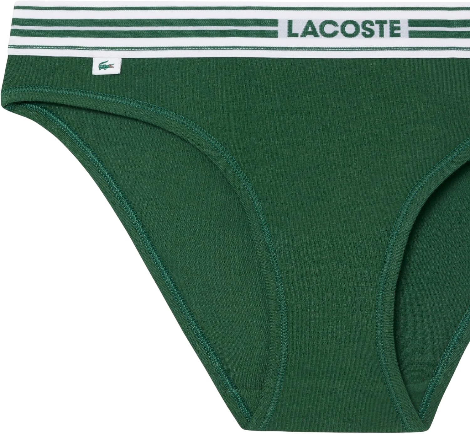 image:imageLacoste Womens Contrast Waist Stretch Cotton BriefsGreen