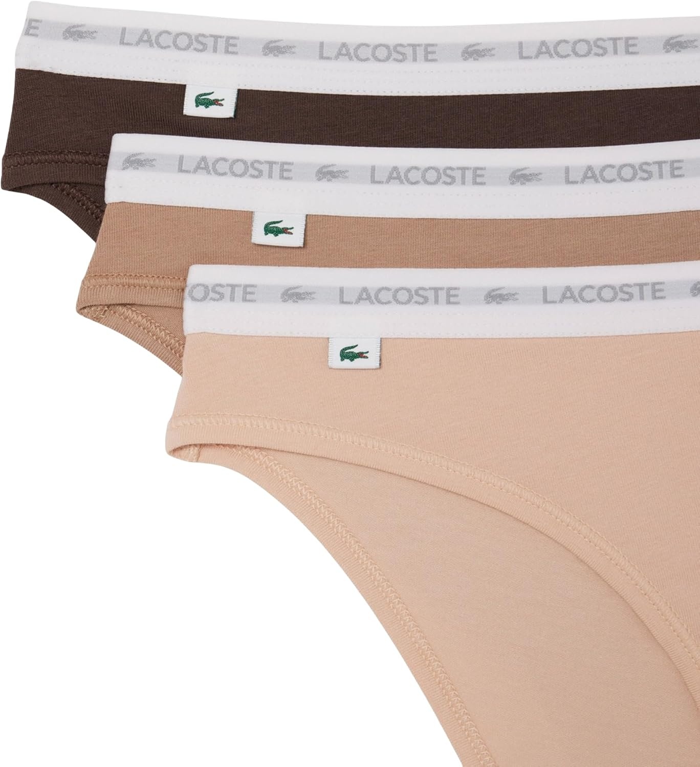 image:imageLacoste Womens Cotton Stretch Briefs 3packBiscuitBaguetteGrume