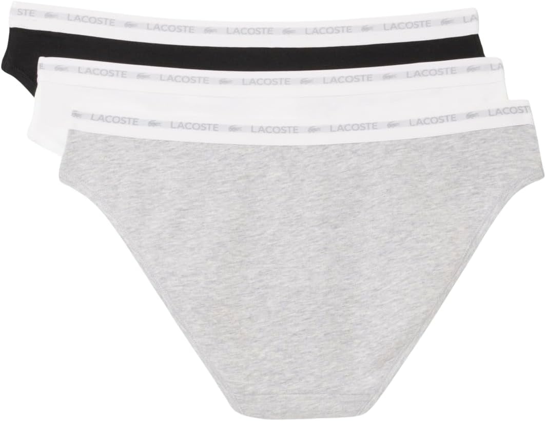 image:imageLacoste Womens Cotton Stretch Briefs 3packNoirBlancGris Chine