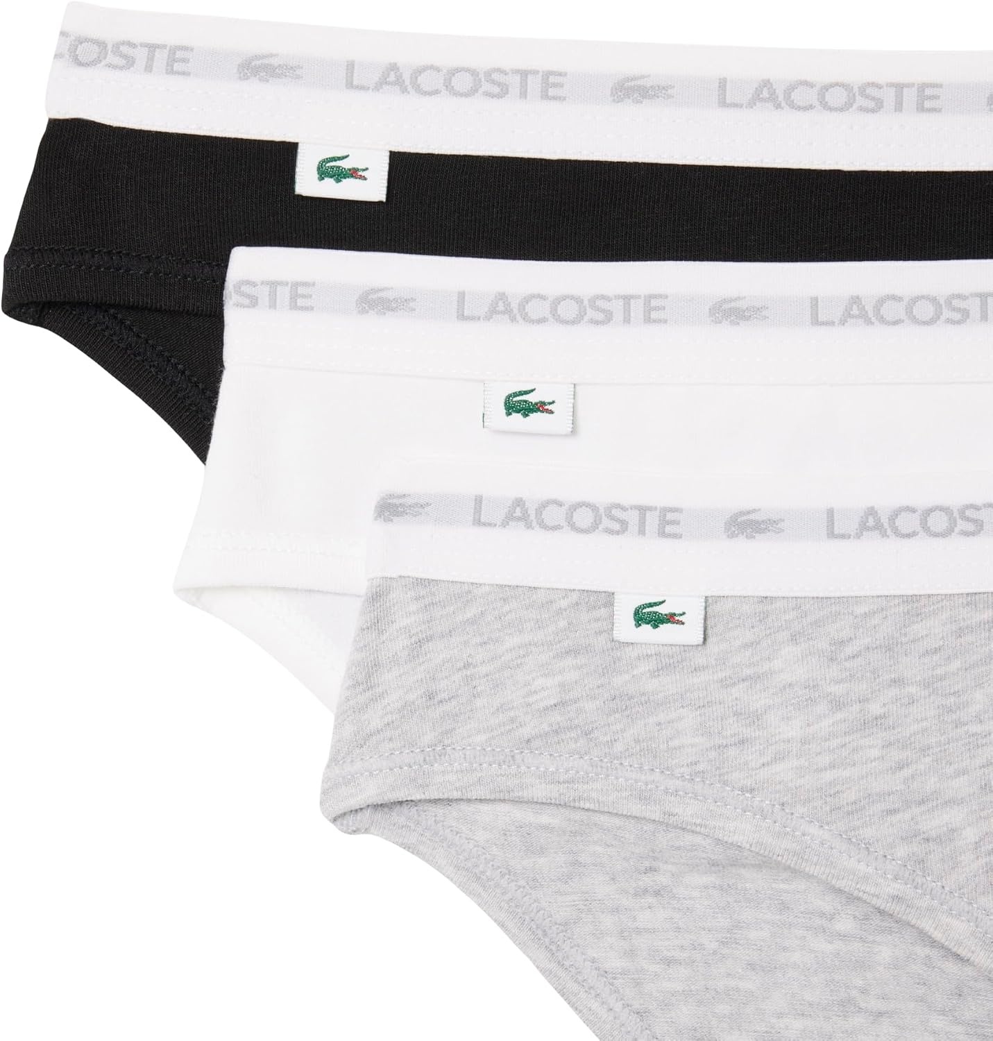 image:imageLacoste Womens Cotton Stretch Briefs 3packNoirBlancGris Chine