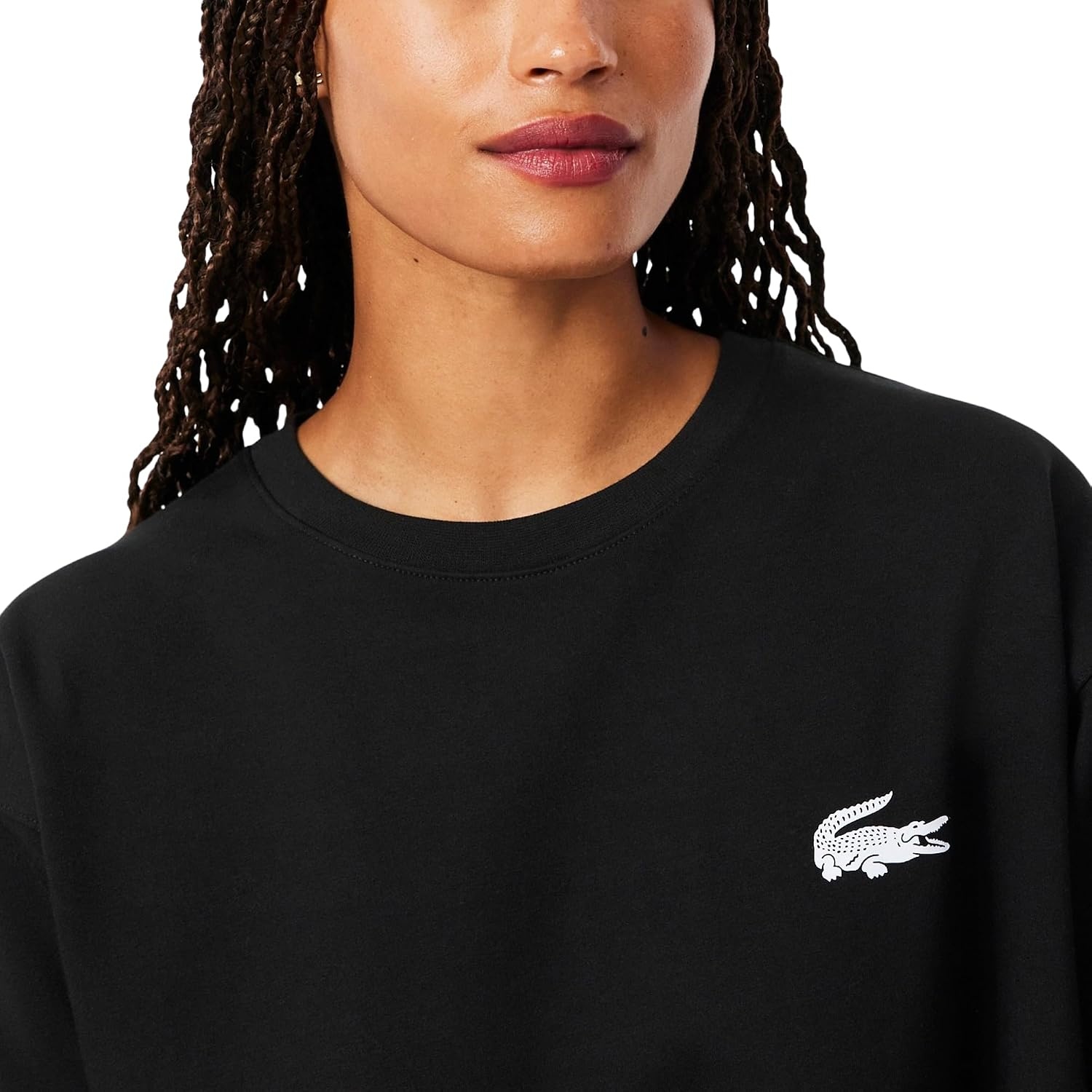 image:imageLacoste Womens Fleece Lounge SweatshirtBlackWhite