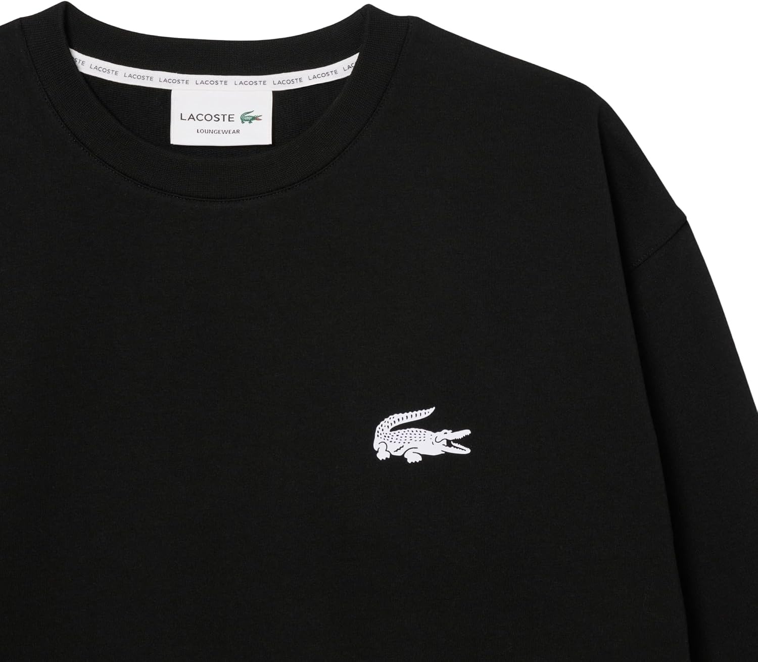 image:imageLacoste Womens Fleece Lounge SweatshirtBlackWhite
