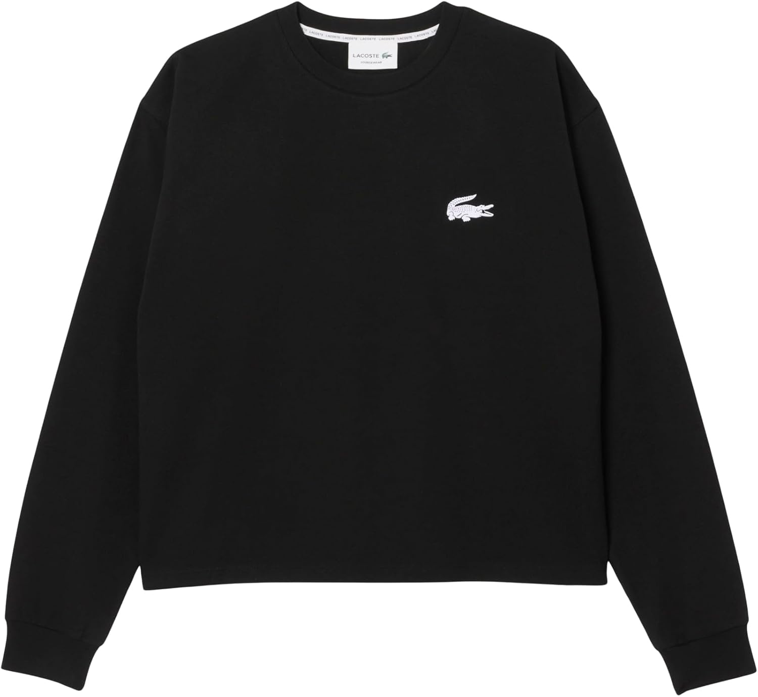 image:imageLacoste Womens Fleece Lounge SweatshirtBlackWhite
