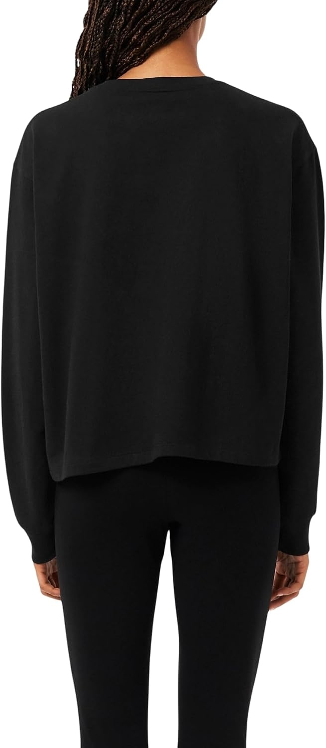 image:imageLacoste Womens Fleece Lounge SweatshirtBlackWhite