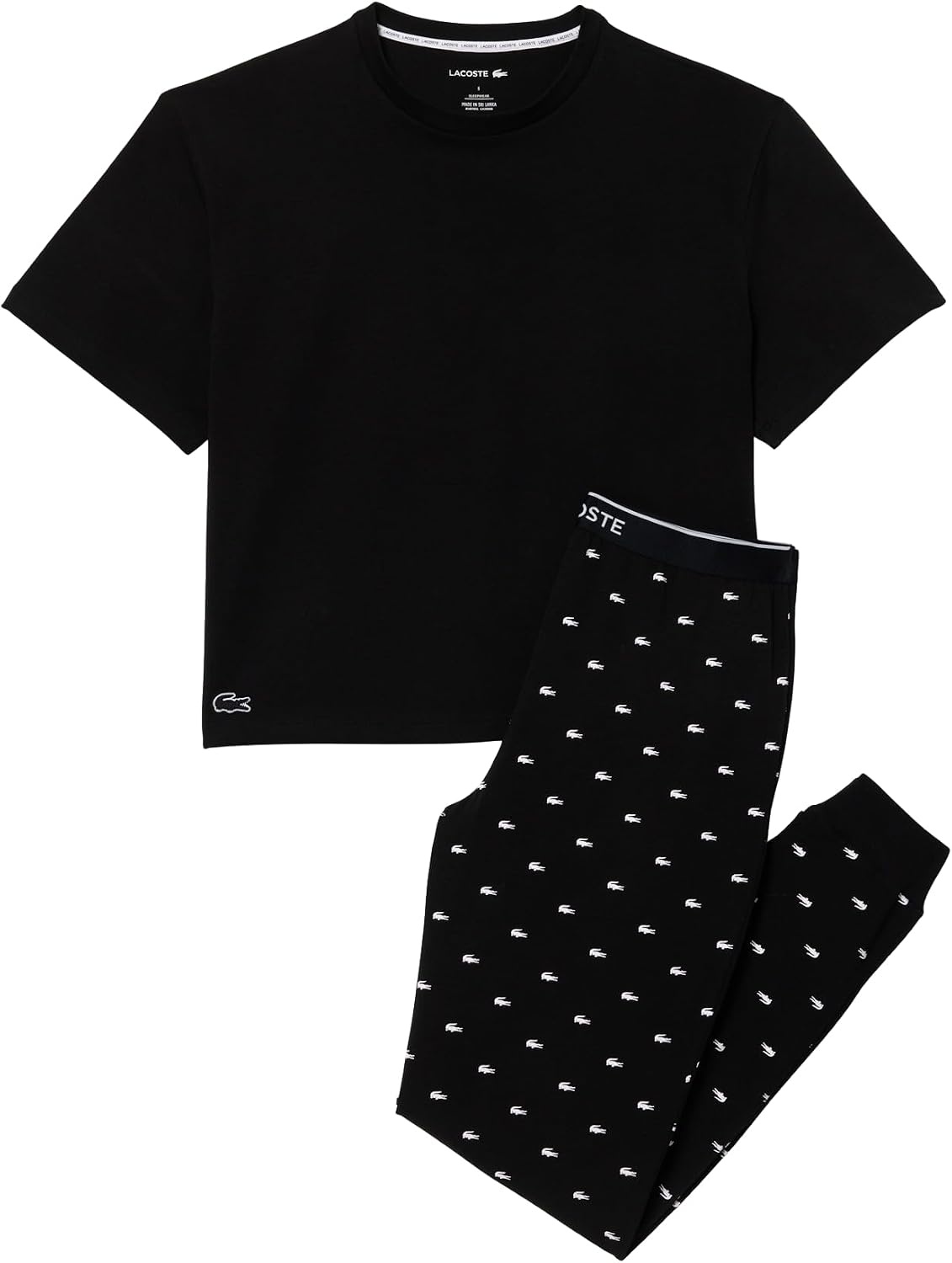 image:imageLacoste Womens Pyjamas Set with Croc PantsBlackWhite
