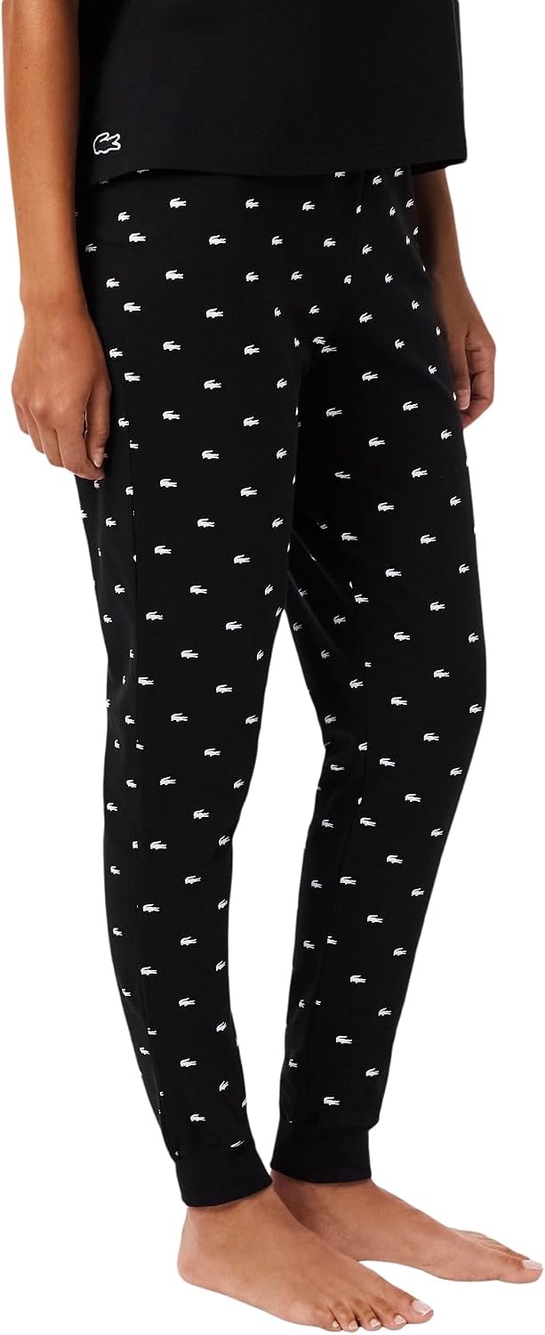 image:imageLacoste Womens Pyjamas Set with Croc PantsBlackWhite