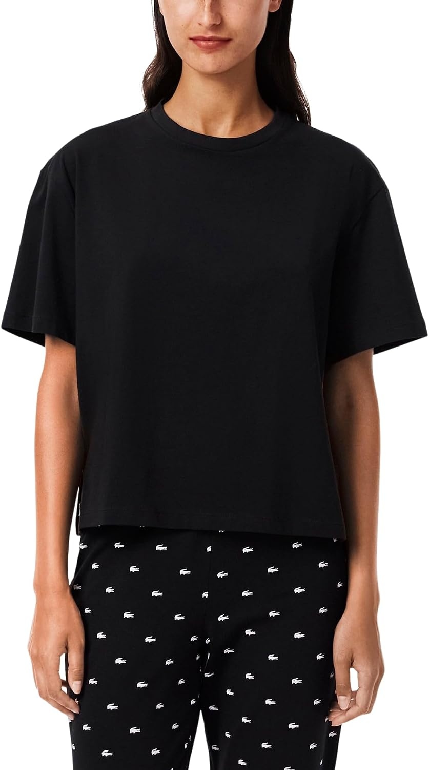image:imageLacoste Womens Pyjamas Set with Croc PantsBlackWhite