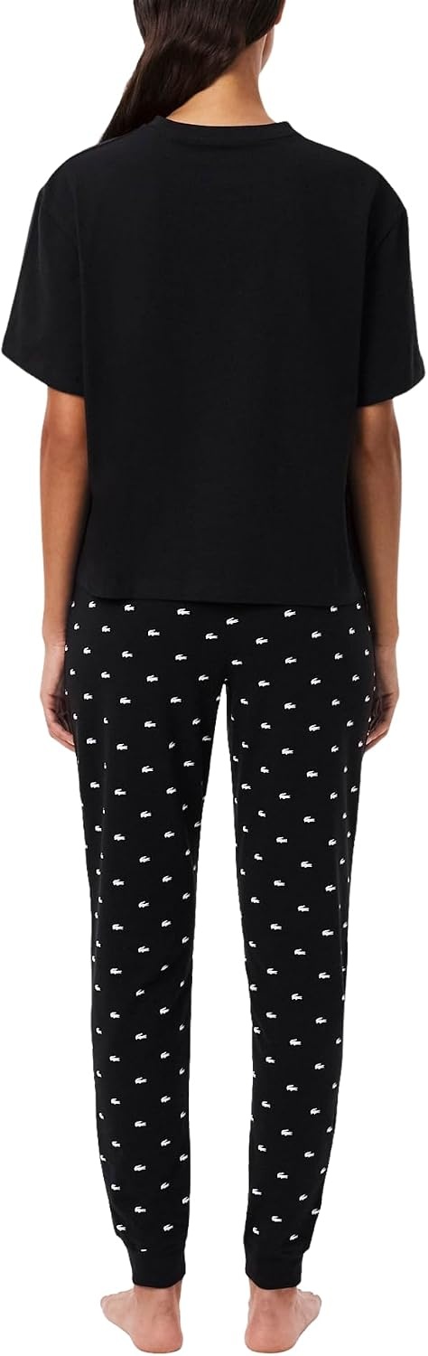 image:imageLacoste Womens Pyjamas Set with Croc PantsBlackWhite